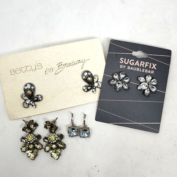 Rhinestone Earring Lot Baublerbar Dangle Drop Stud - Picture 1 of 5